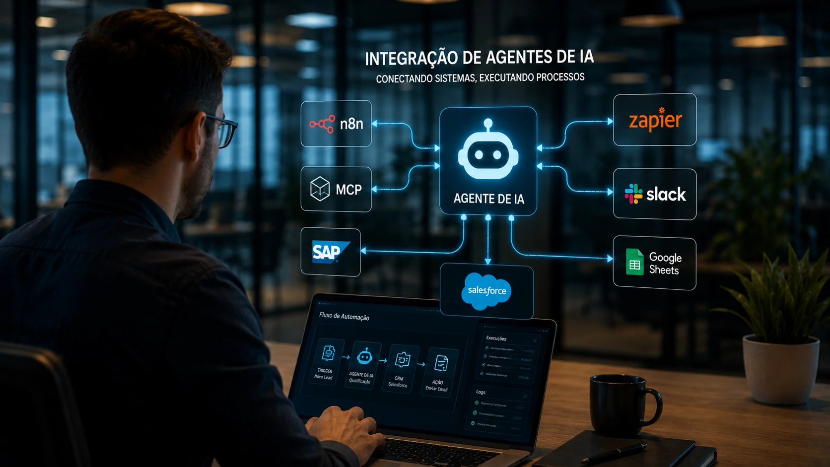 Fluxos empresariais integrados por agentes de IA