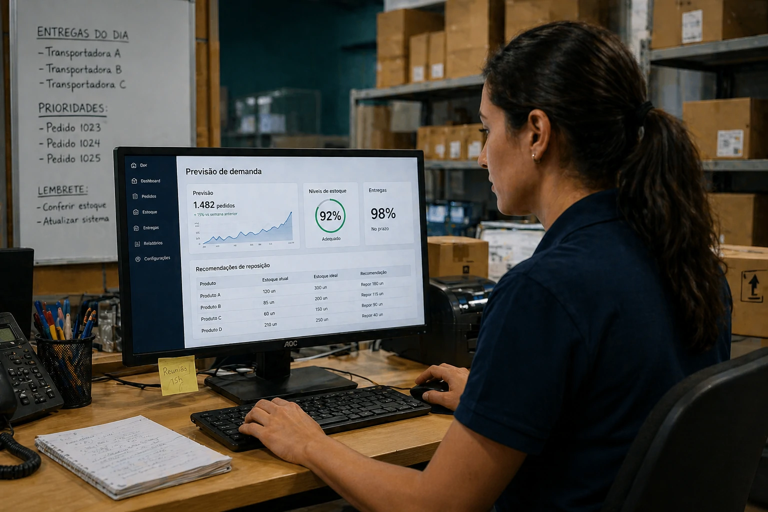 Dashboard logístico com análise de estoque e operação