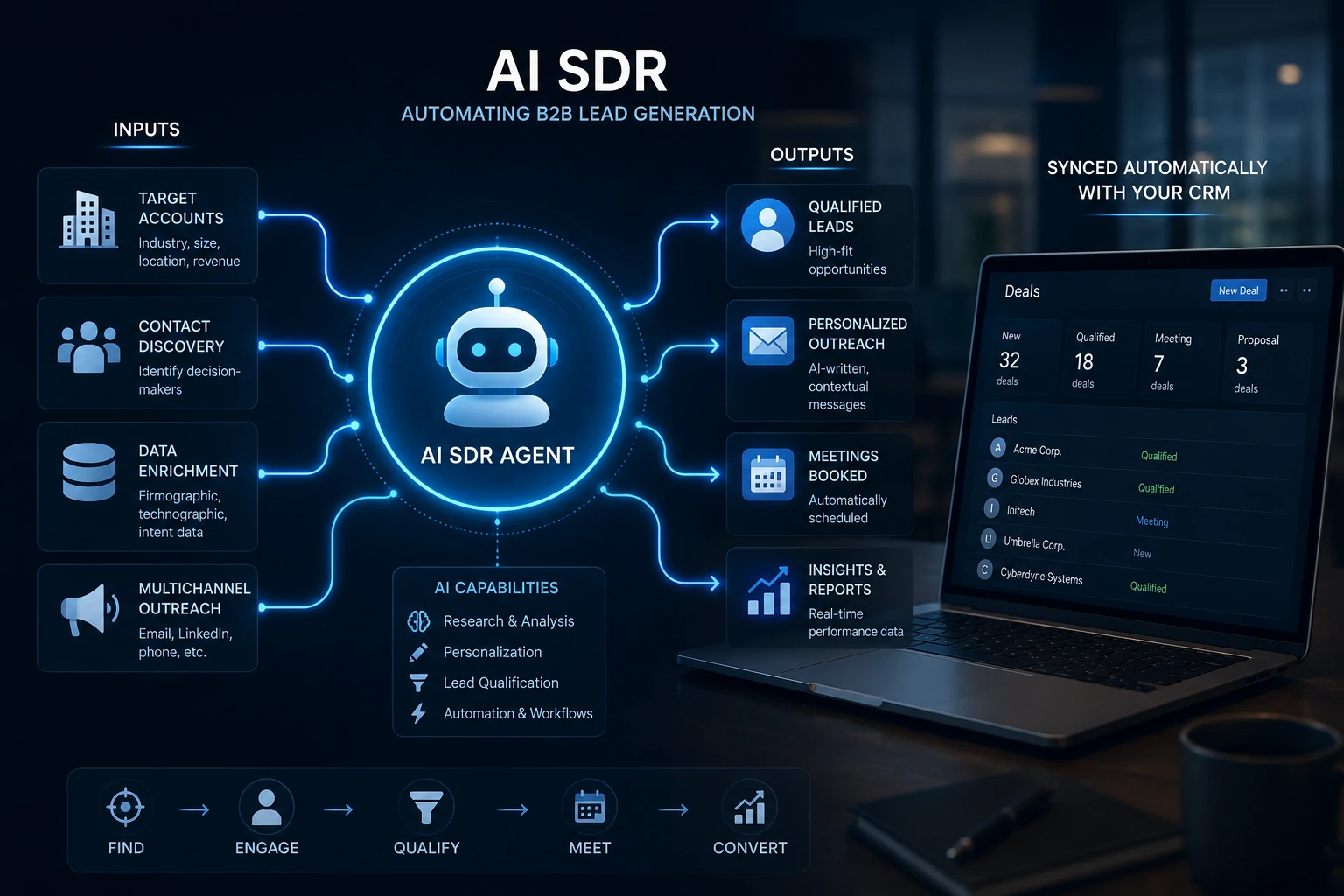 Imagem mostrando agentes de IA automatizando o funil comercial