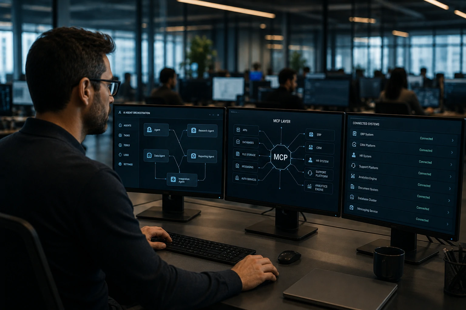 Agentes de IA operando sistemas empresariais integrados