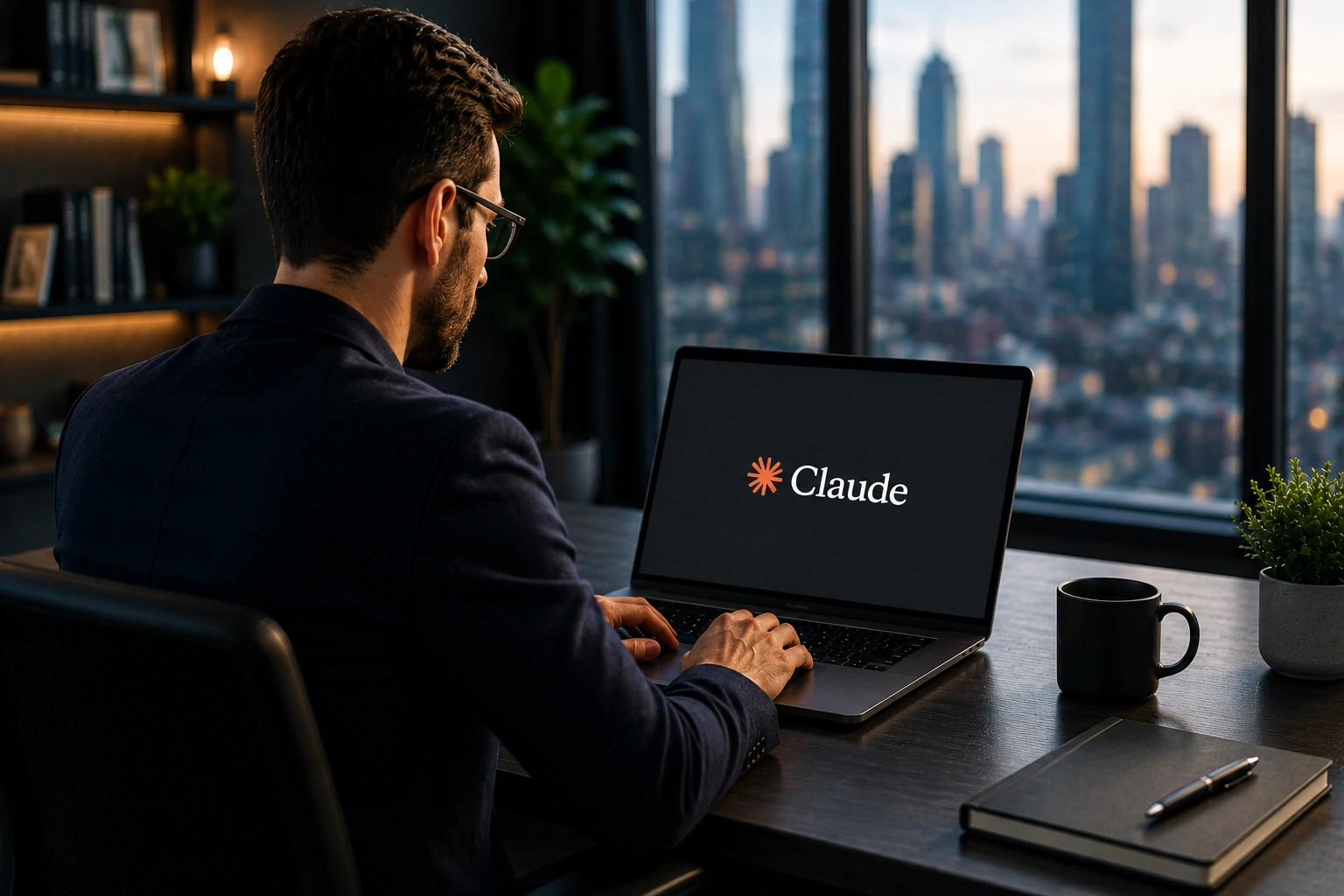 Profissional utilizando o Claude Pro para tarefas corporativas
