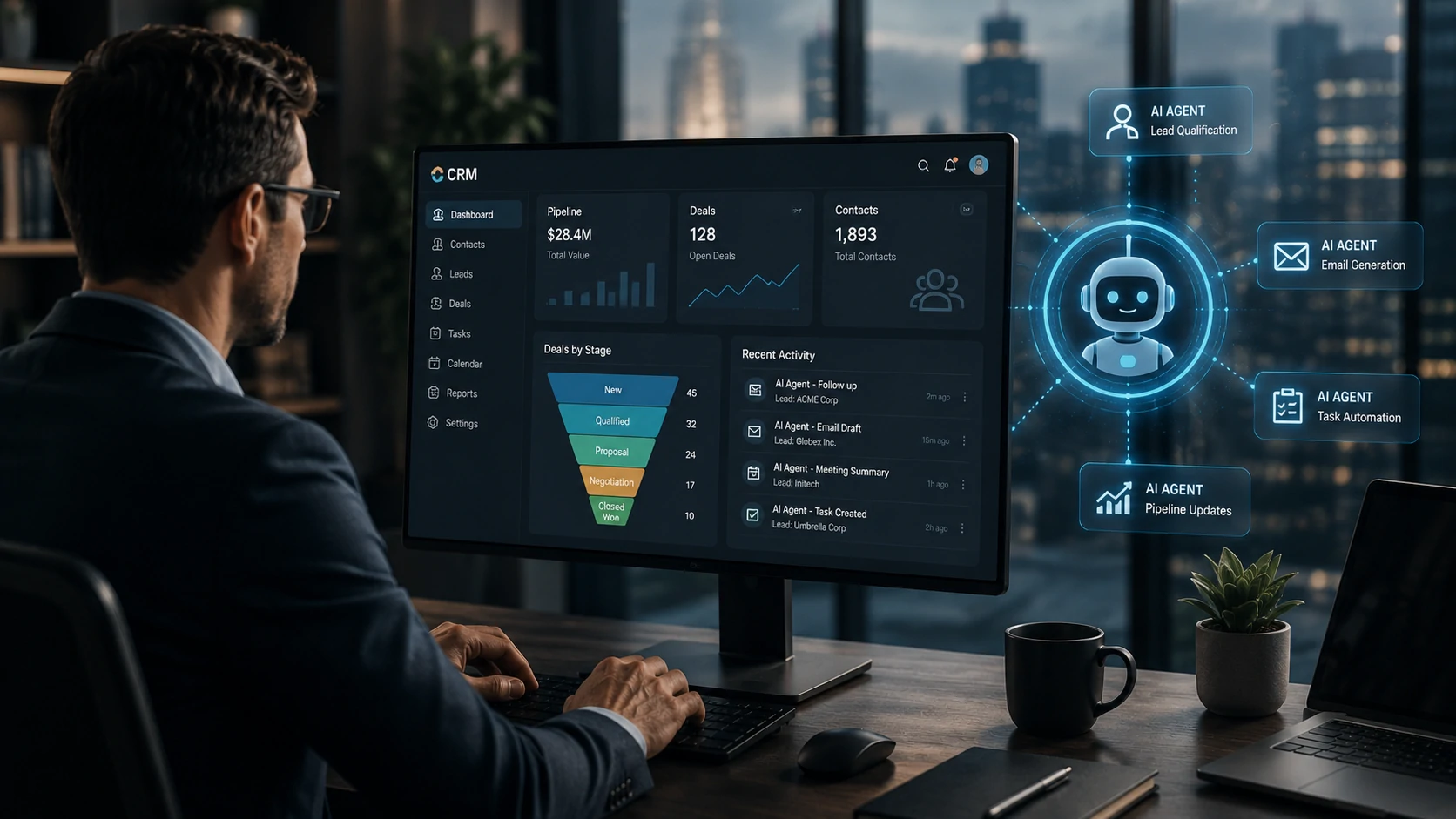 Agentes de IA integrados a um CRM corporativo