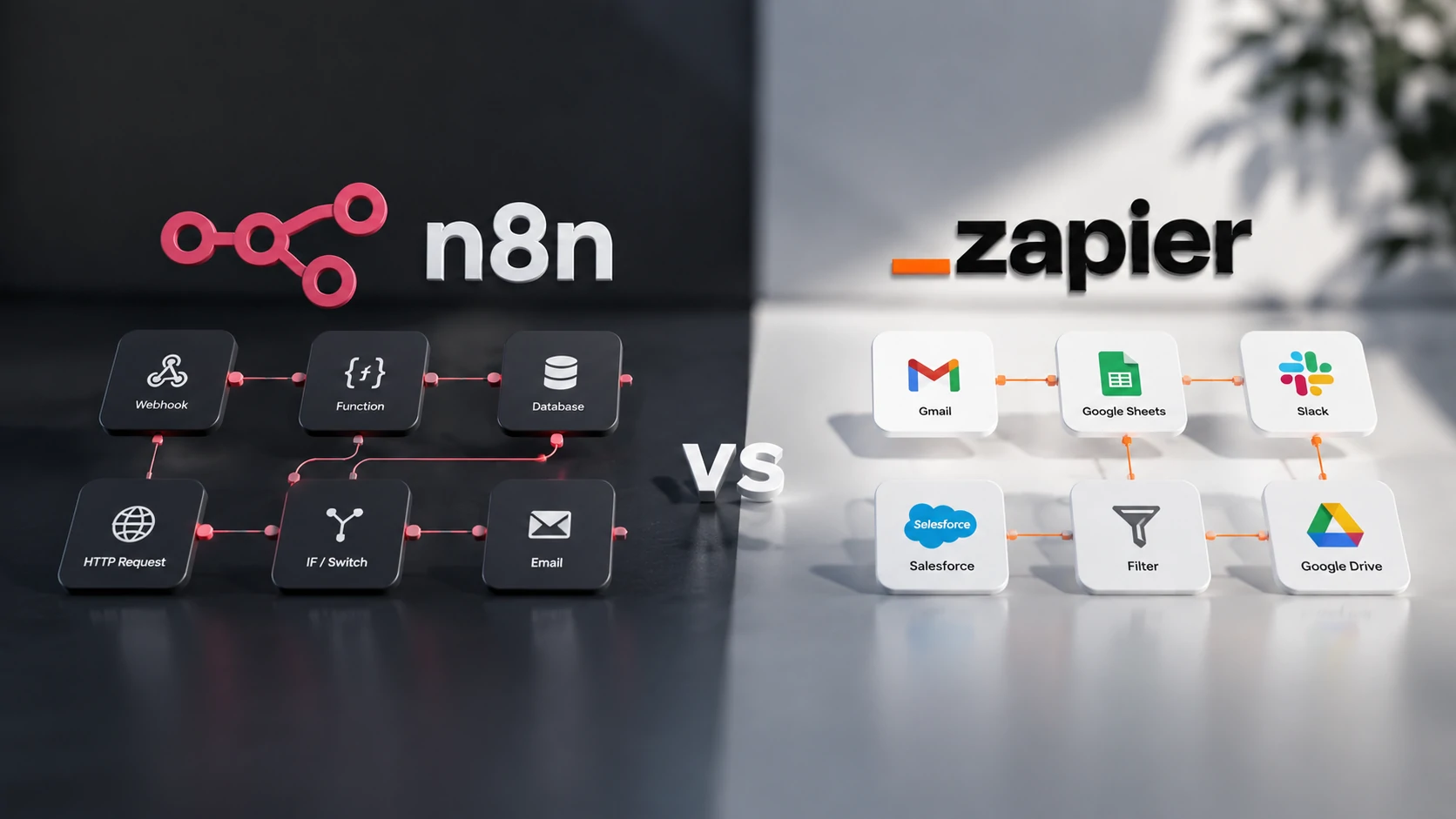 Comparação entre arquitetura do n8n e Zapier
