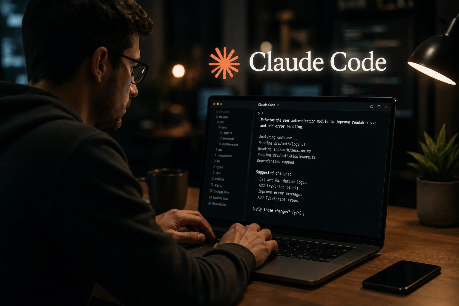 Desenvolvedor utilizando Claude Code para criar software com inteligência artificial