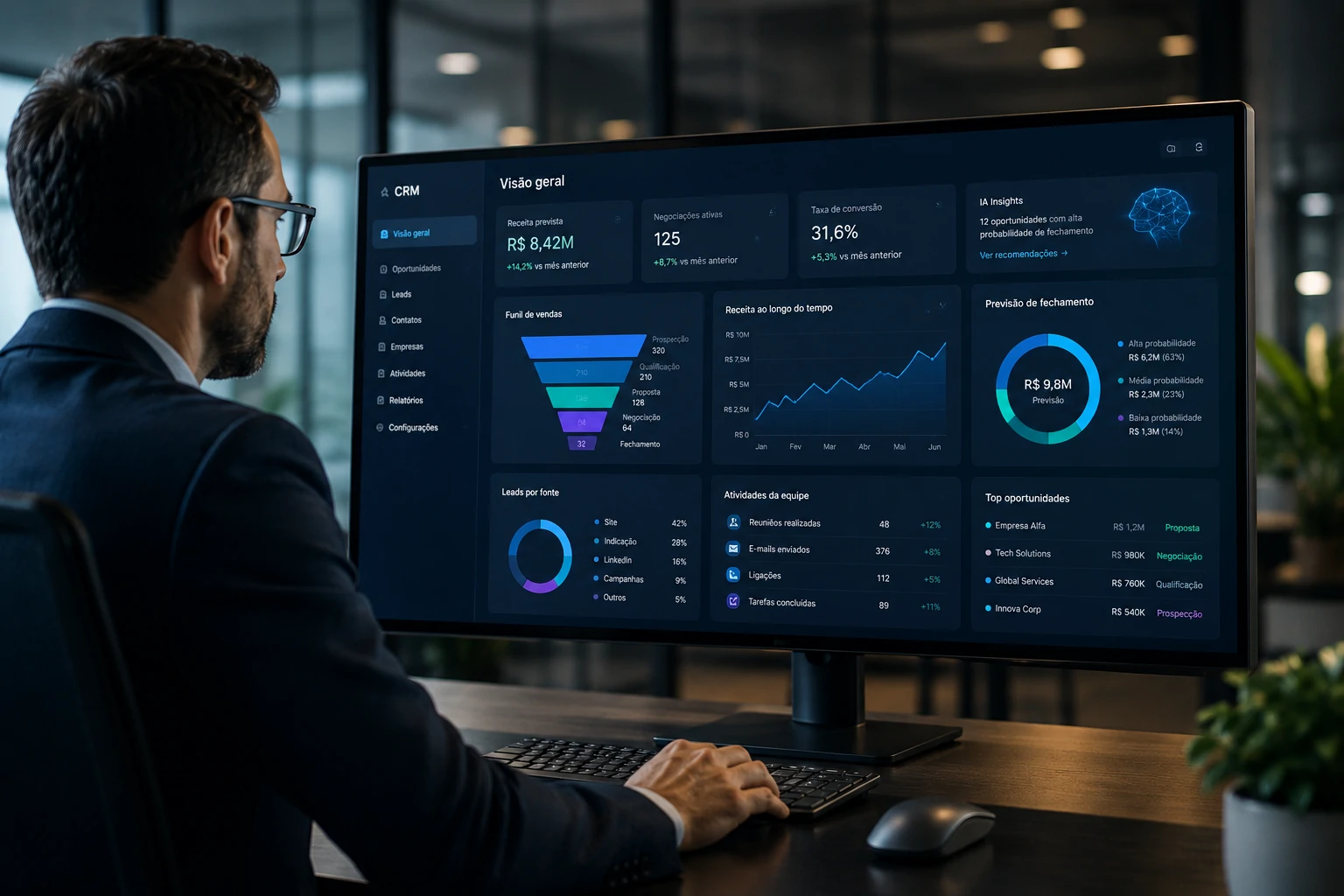AI-powered CRM analyzing business data