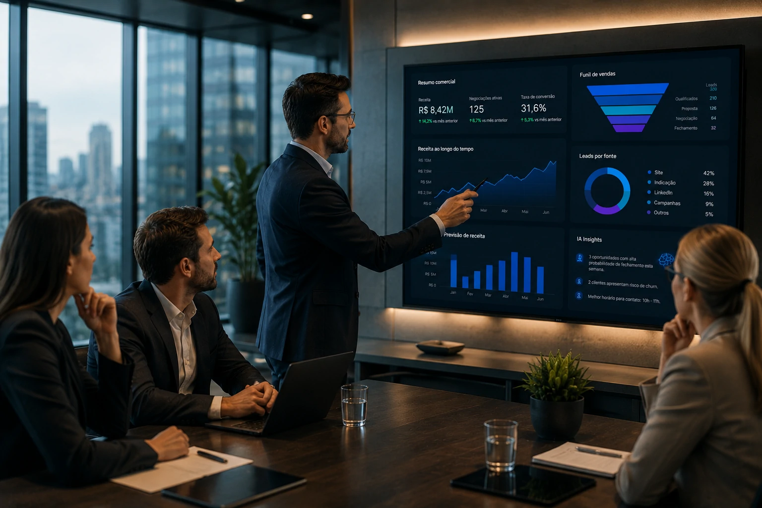 Executives using artificial intelligence for sales management