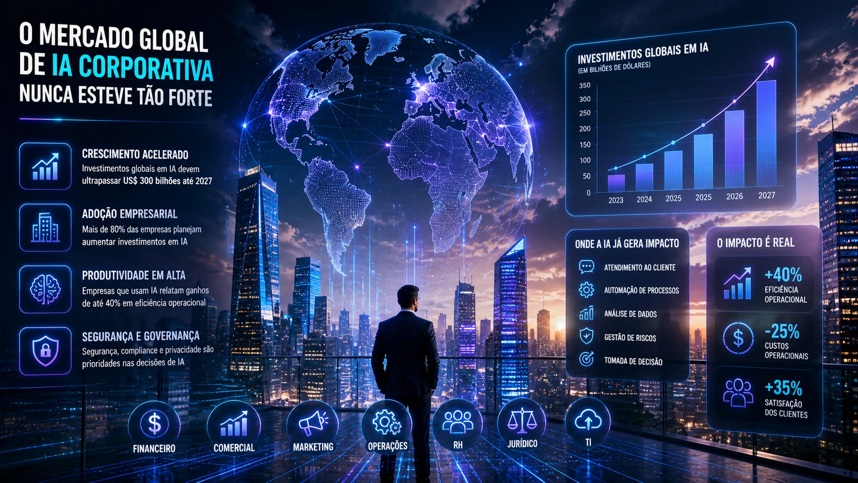 Mercado global de IA corporativa em expansão