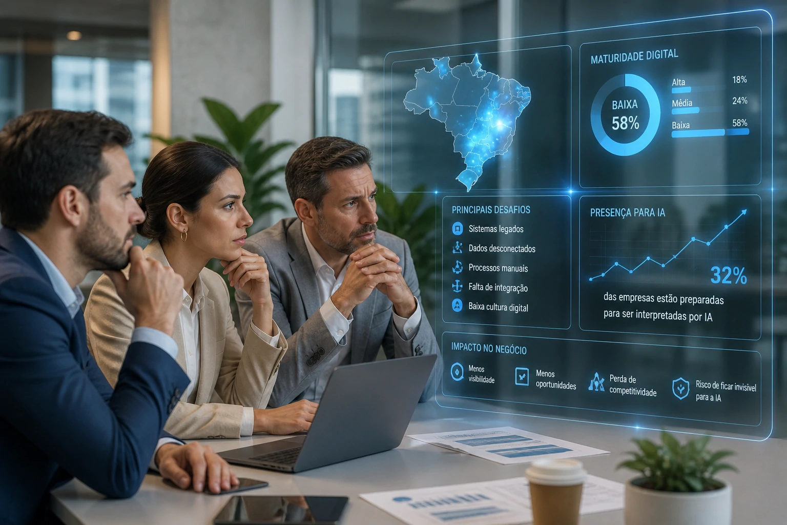 Empresas brasileiras enfrentando desafios de maturidade digital e presença para IA