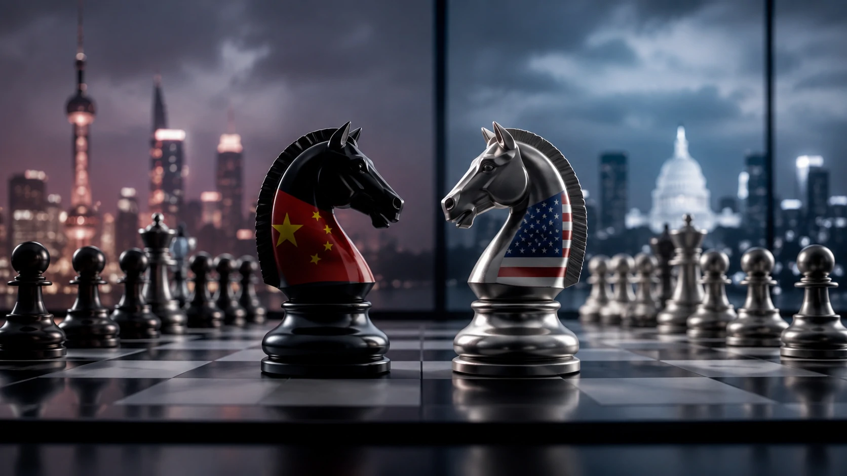 Illustration representing the competition between Chinese AI companies and Silicon Valley over open artificial intelligence models.