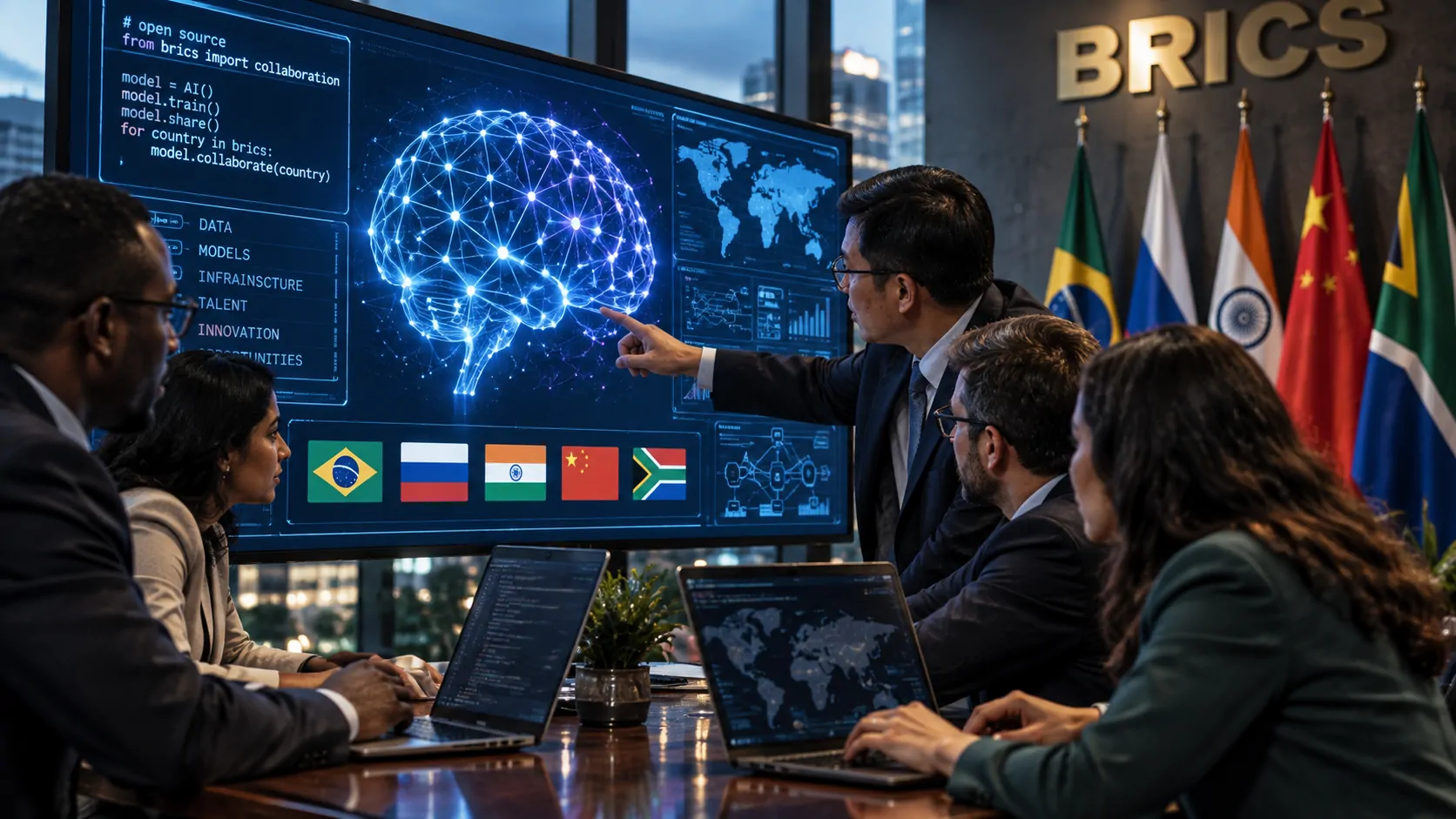 Representação de modelos de inteligência artificial de código aberto conectando empresas, pesquisadores e países do BRICS