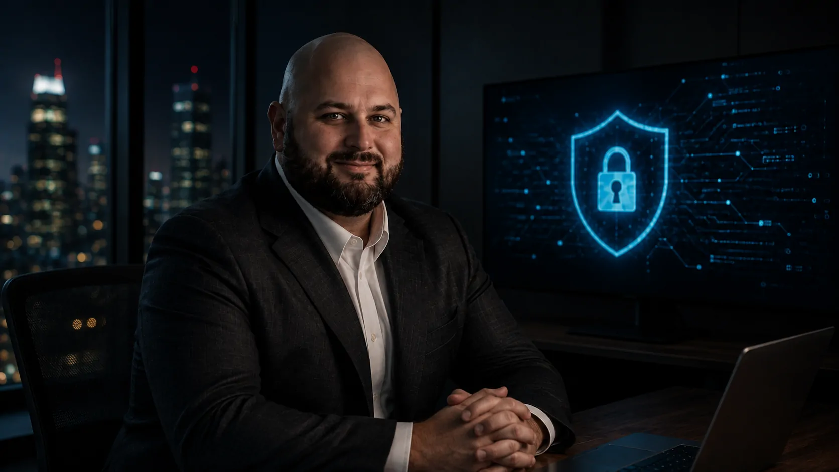 Chris Sestito, CEO da HiddenLayer, em contexto corporativo de segurança de inteligência artificial