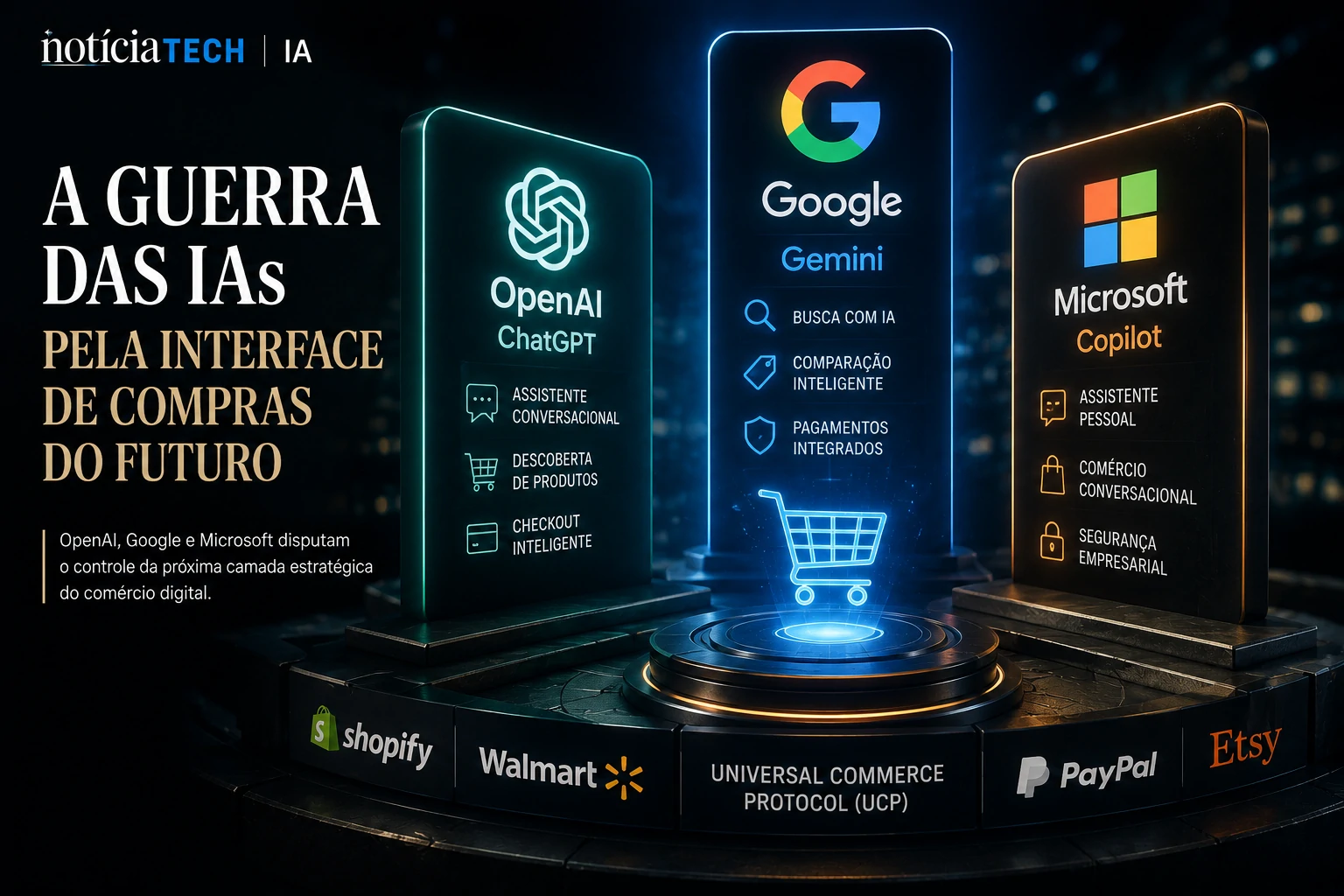 Disputa entre OpenAI, Google e Microsoft pela nova camada do comércio digital baseado em IA