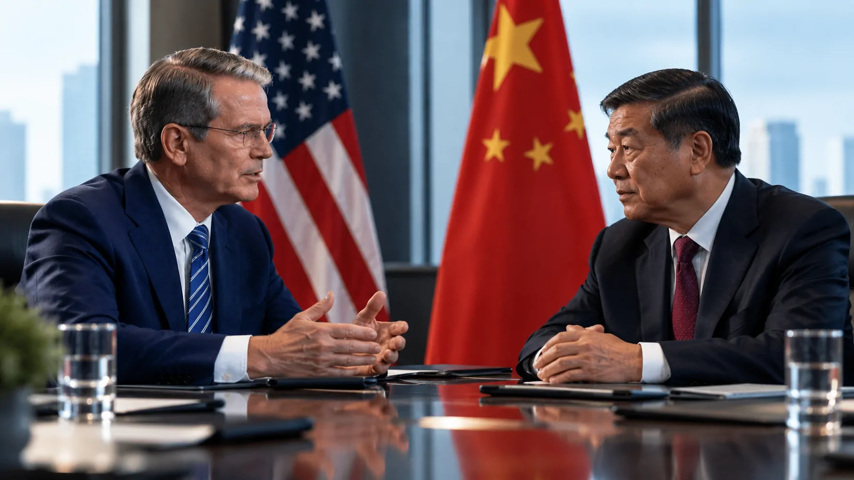 Scott Bessent and He Lifeng representing negotiations over artificial intelligence safety