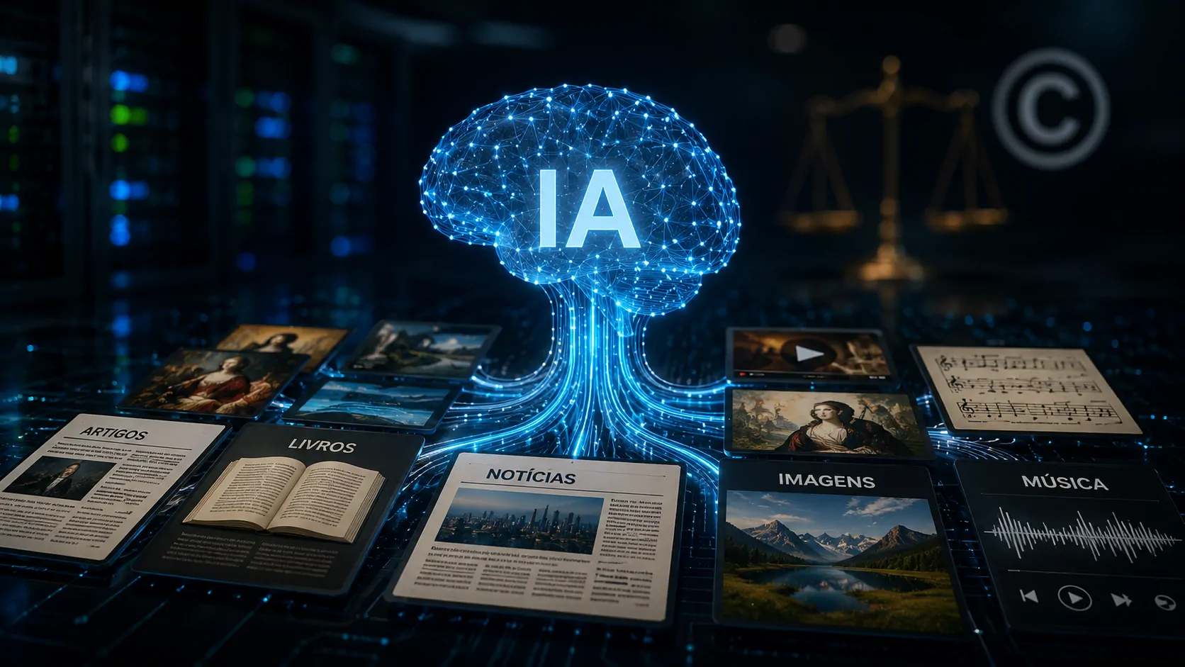 Representação de obras digitais alimentando o treinamento de modelos de inteligência artificial