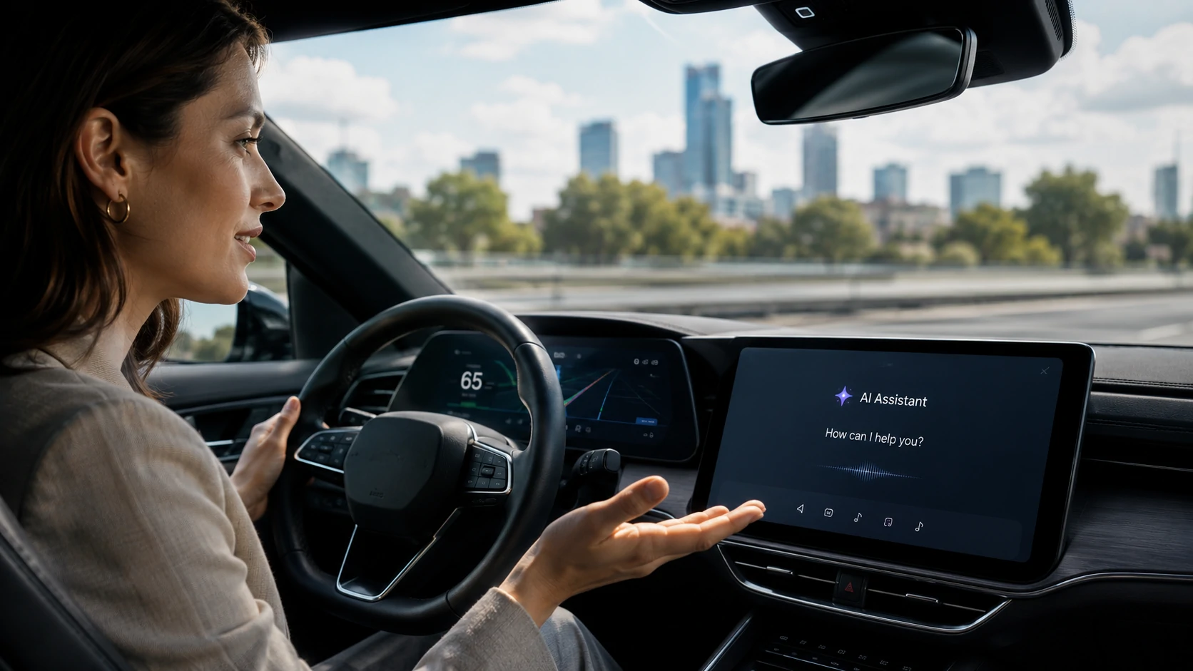 Veículo moderno utilizando inteligência artificial com Google Gemini e ChatGPT integrados aos sistemas do automóvel.