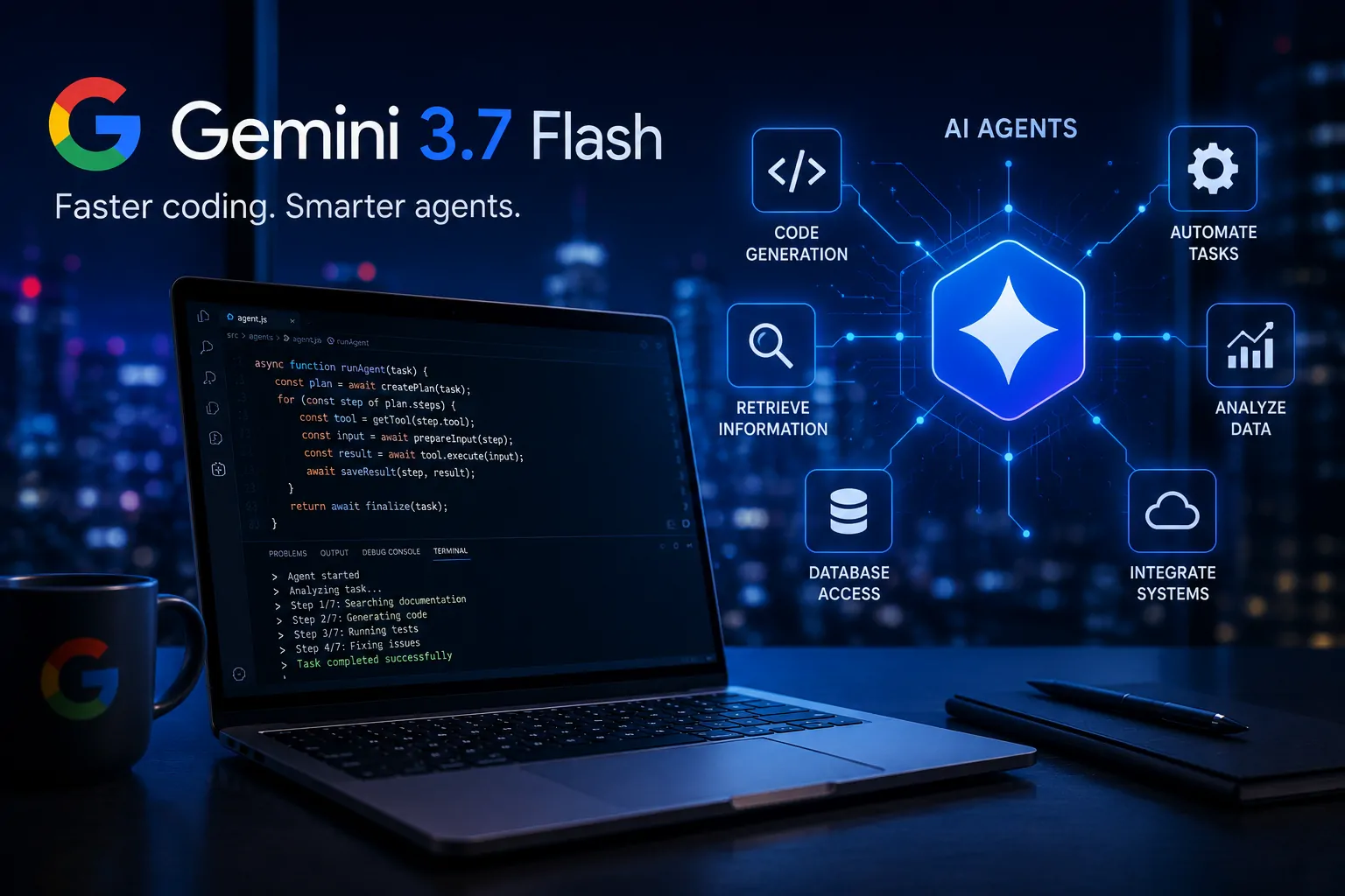 Google Gemini 3.7 Flash being used for coding and artificial intelligence agent workflows
