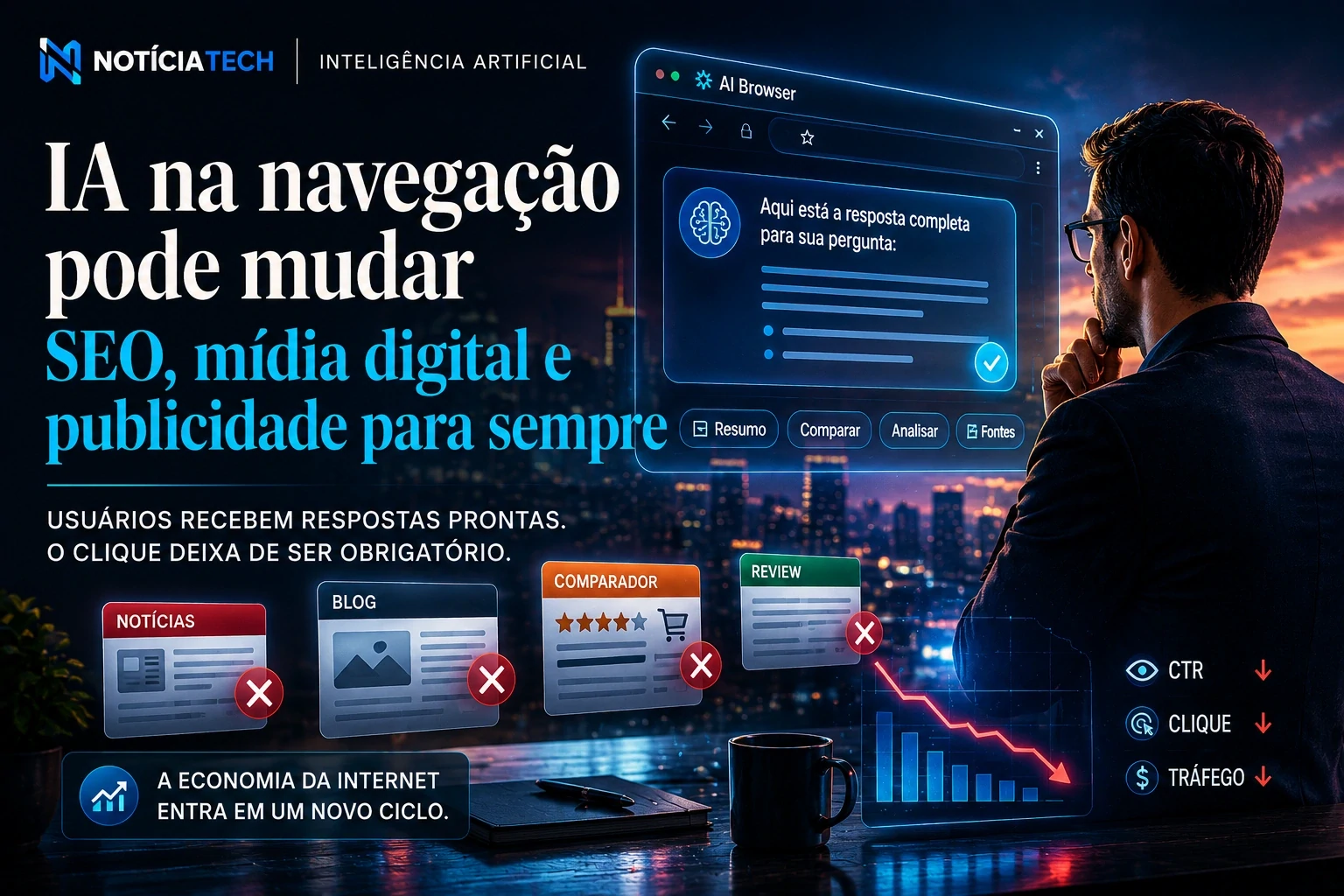 Profissionais analisando impacto da IA na publicidade digital