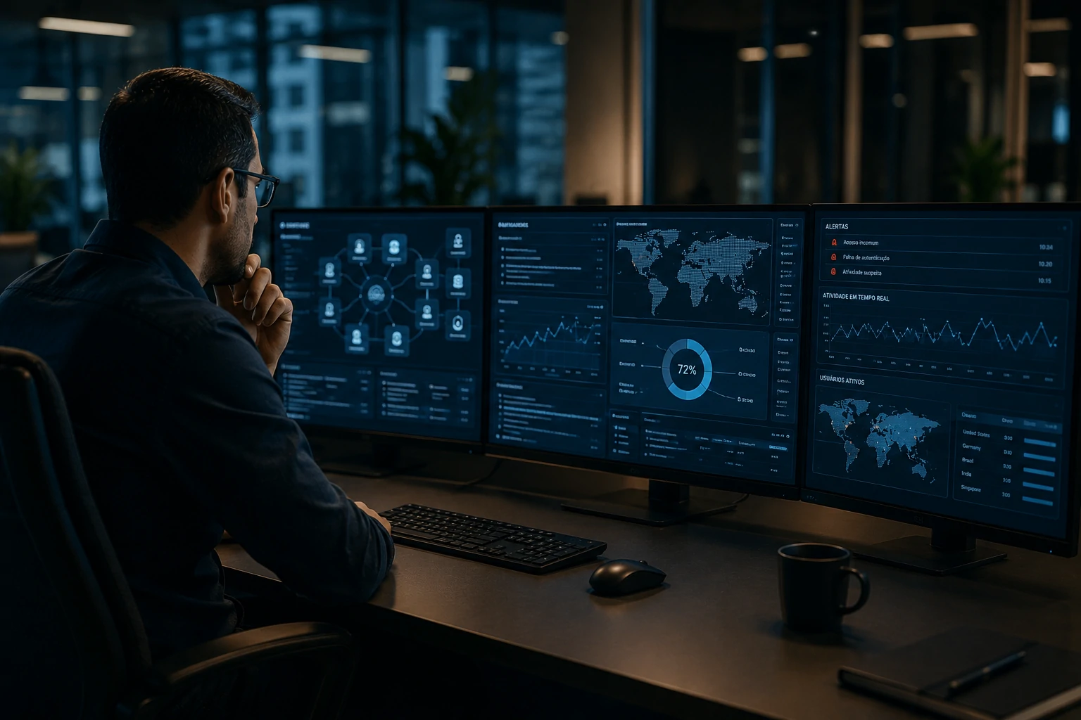 Imagem representando monitoramento e controle de sistemas autônomos