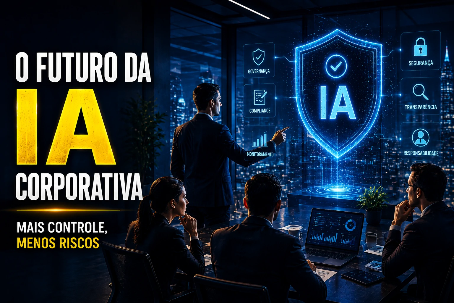 Painel corporativo de monitoramento de inteligência artificial e compliance