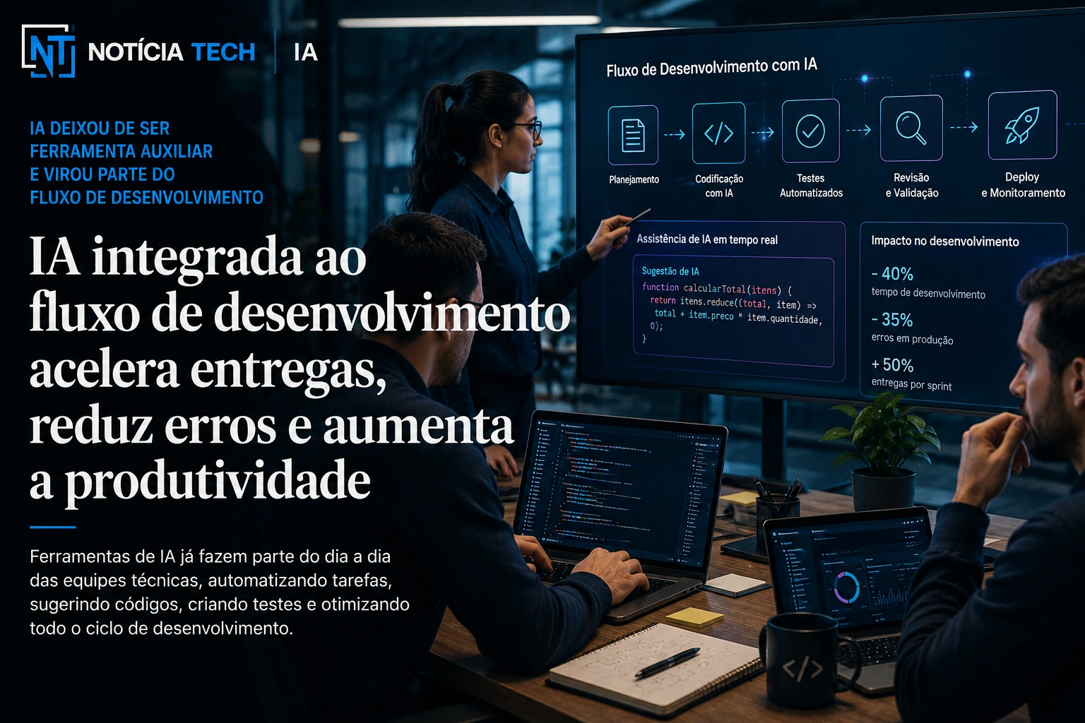 Programadores utilizando IA para acelerar desenvolvimento de software