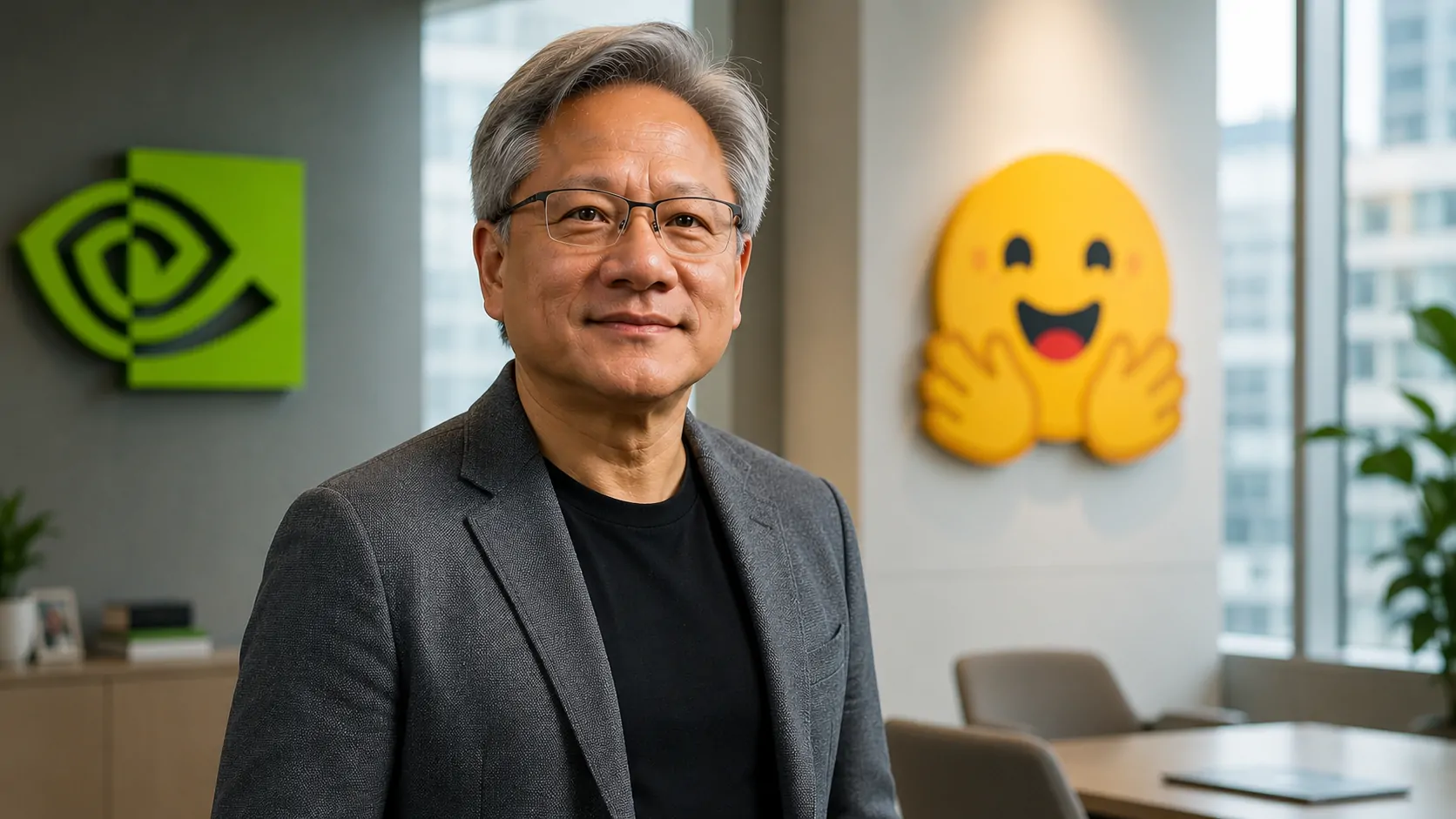 Jensen Huang em uma representação da estratégia da Nvidia para expandir sua atuação no ecossistema de inteligência artificial