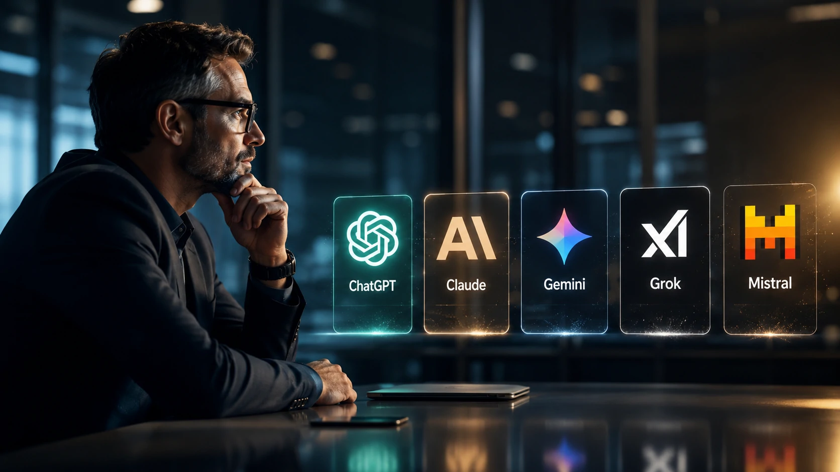 Comparison between ChatGPT, Claude, Gemini, Grok and Mistral for businesses in 2026