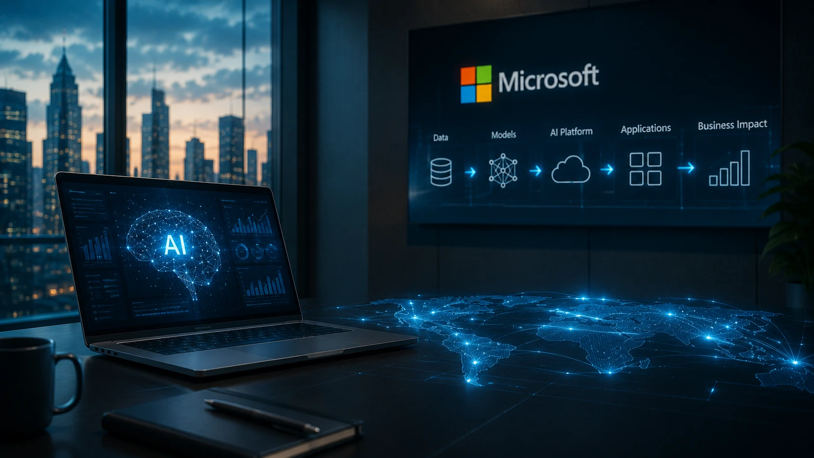 Estratégia da Microsoft para IA corporativa