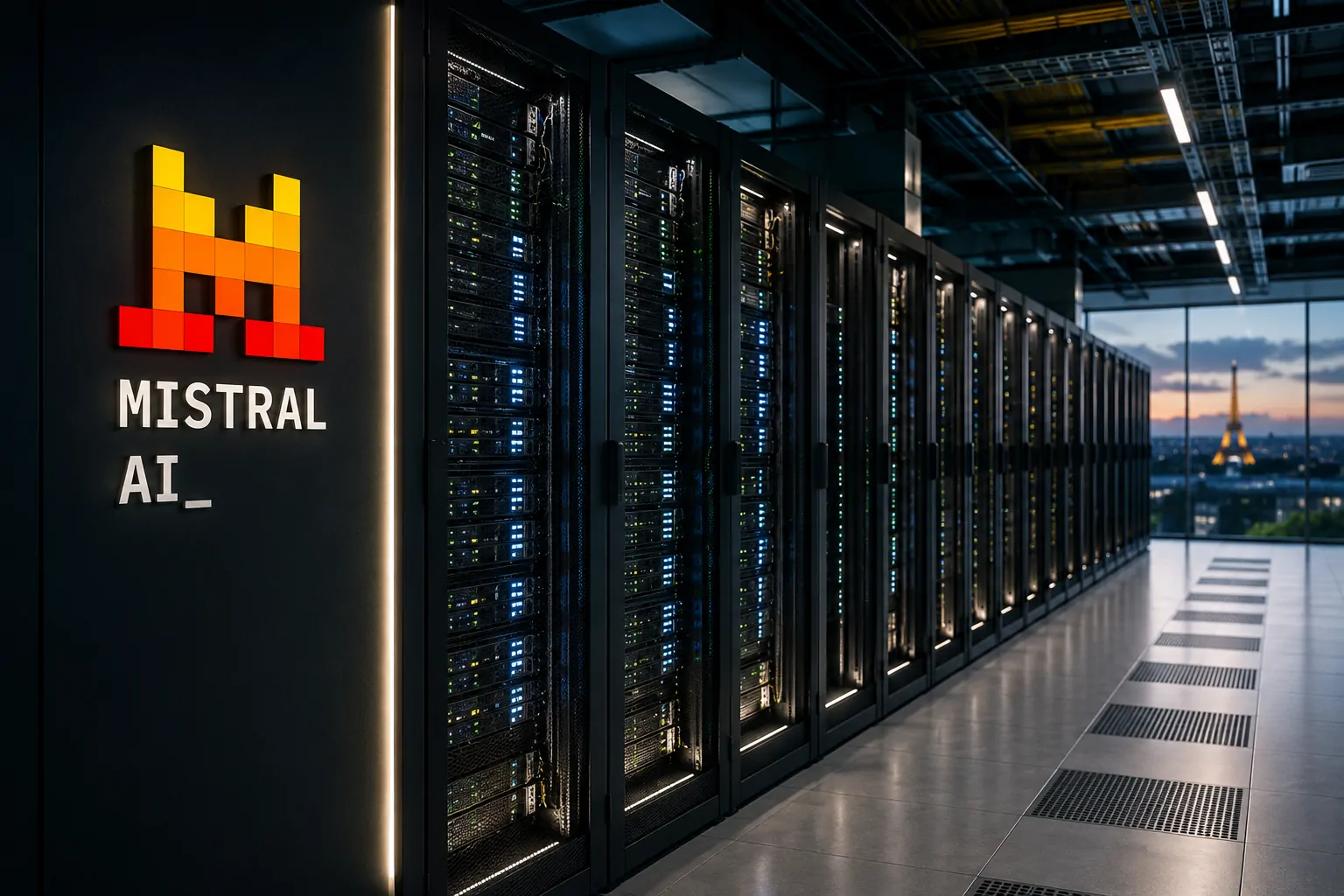 European artificial intelligence data center representing Mistral AI&rsquo;s infrastructure expansion