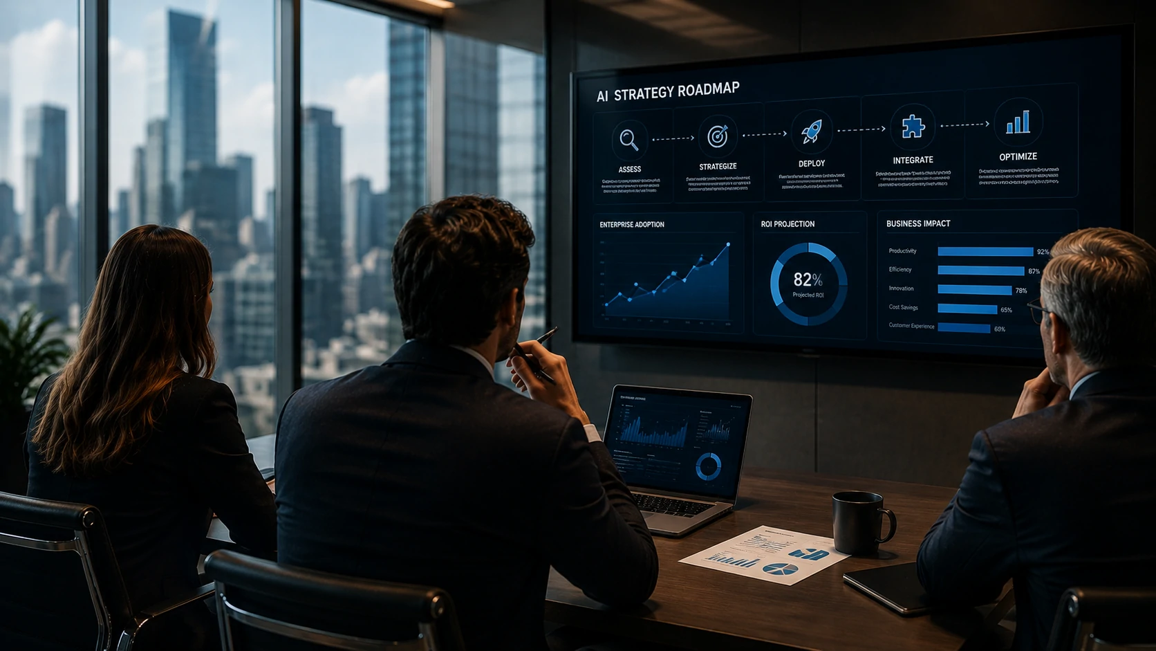 Business executives evaluating enterprise AI platforms