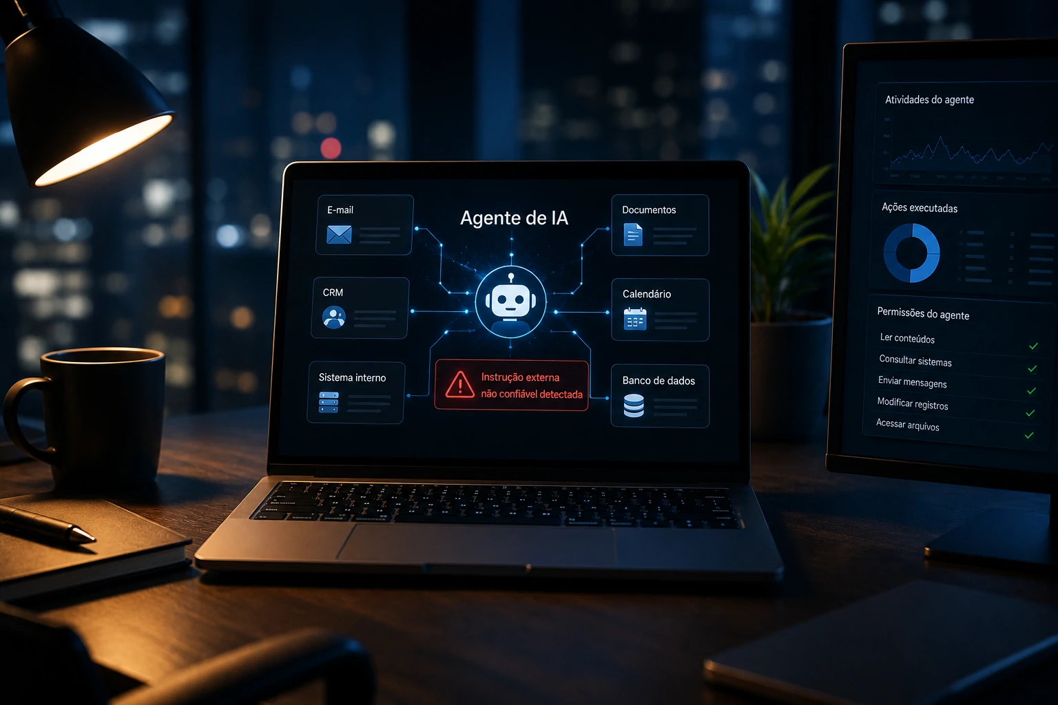 AI agent connected to corporate systems and processing potentially malicious external content