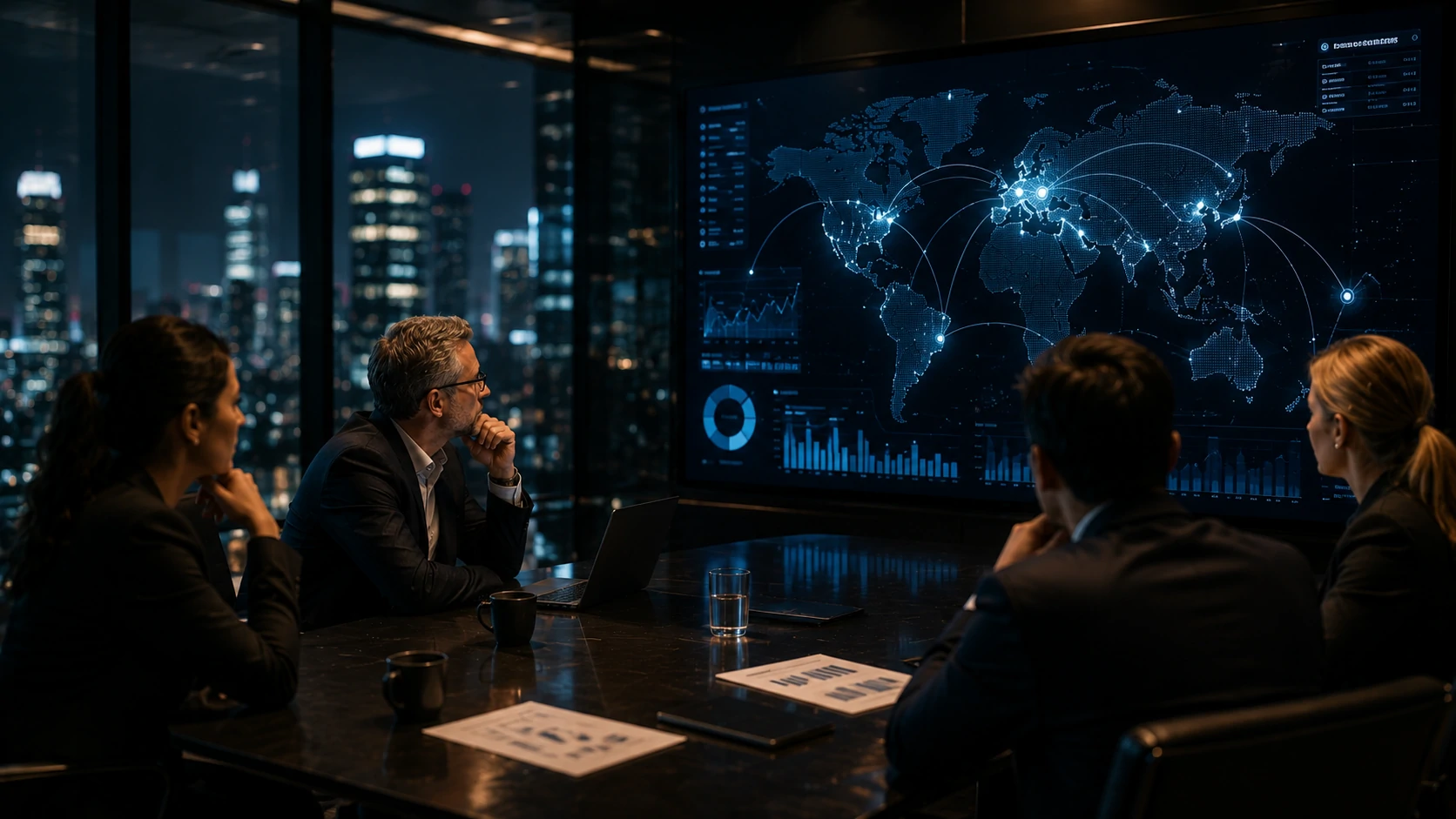 Technology executives evaluating global Artificial Intelligence strategies