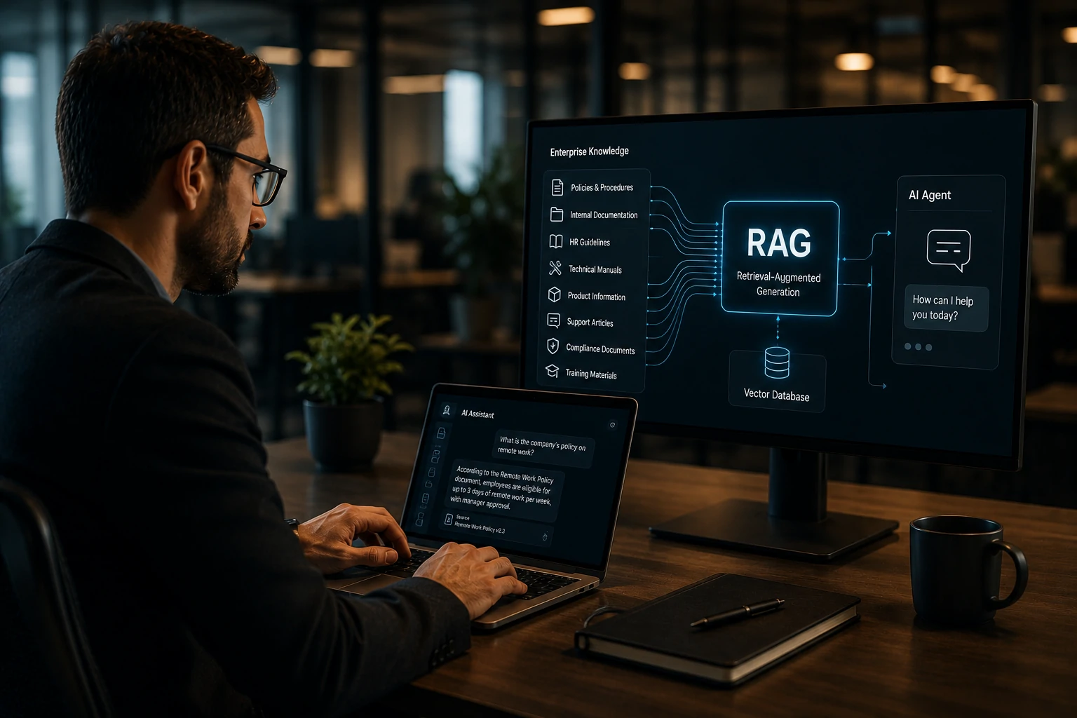 Enterprise AI agent using corporate knowledge through RAG