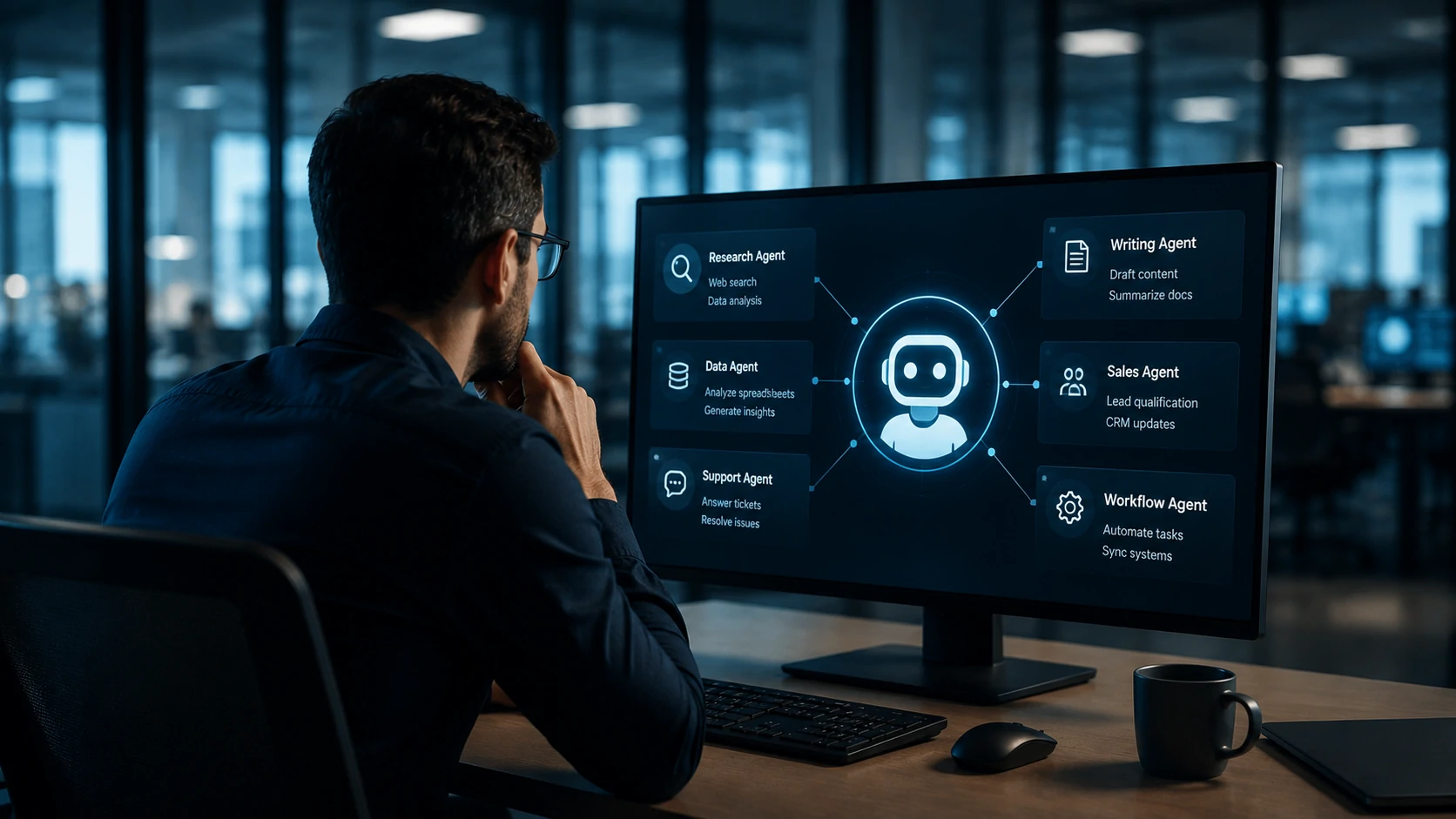 Agentes de IA executando processos corporativos