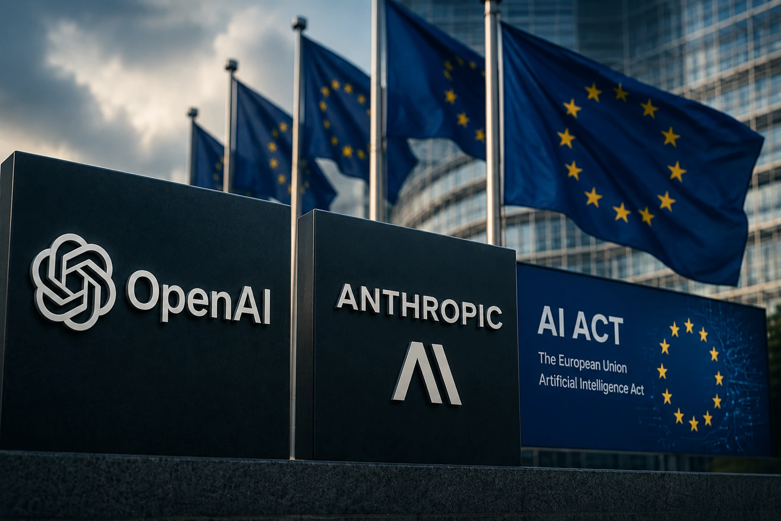 OpenAI and Anthropic alongside the European Union flag