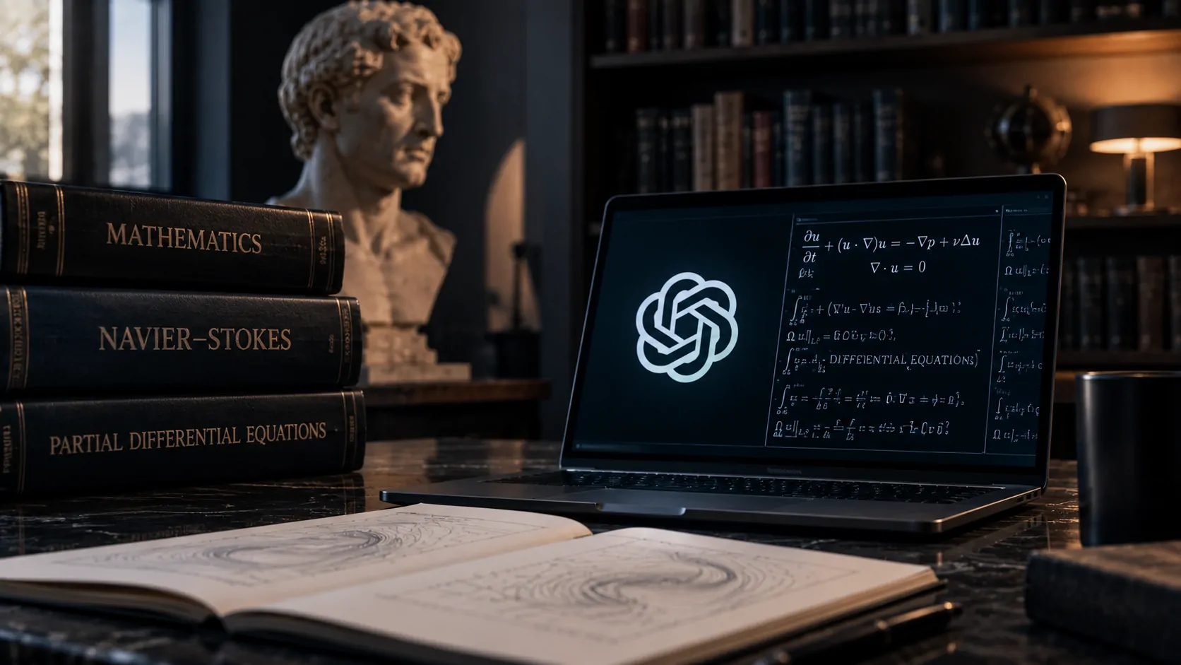 Representação de uma prova matemática sendo construída por inteligência artificial