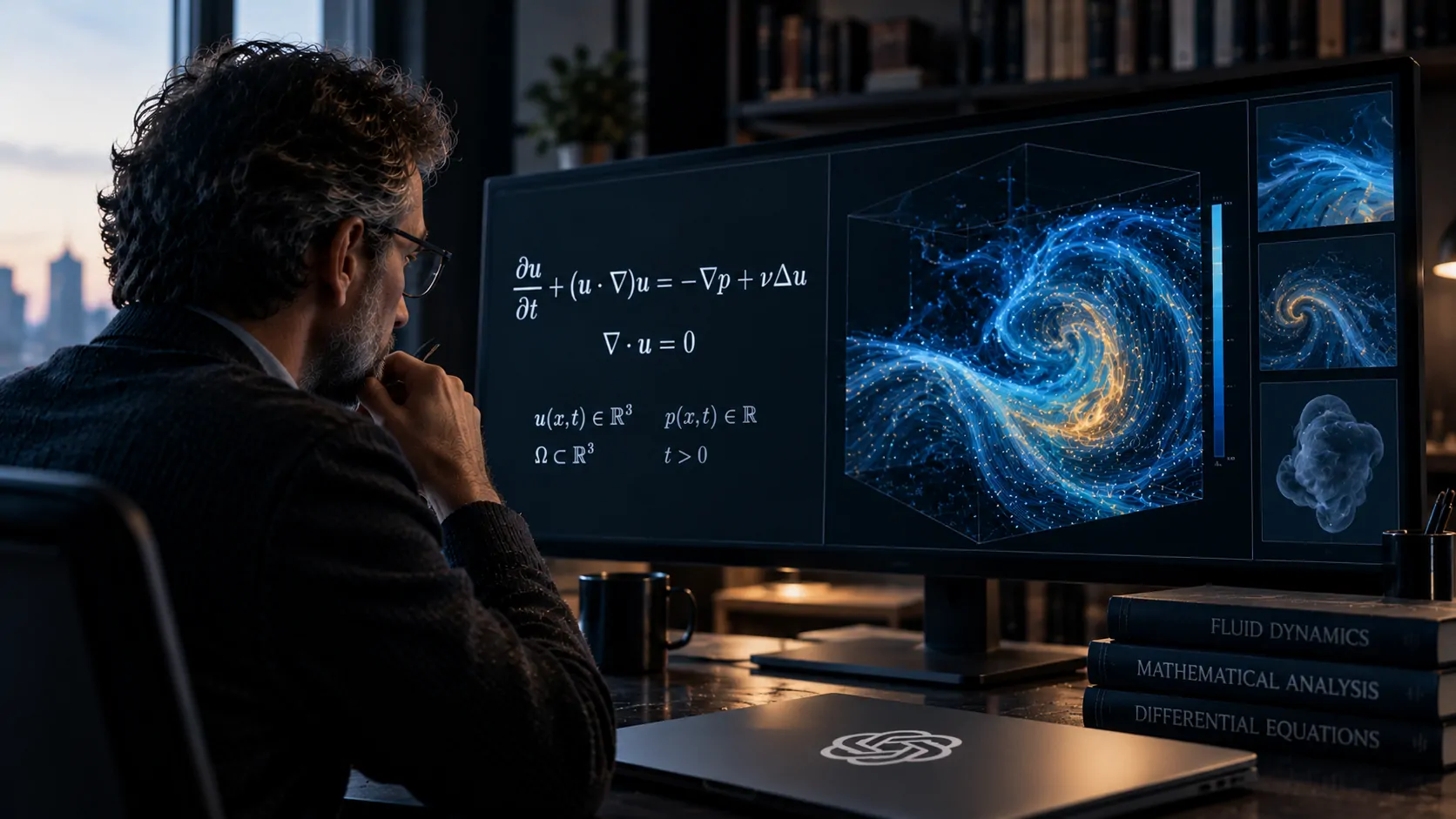 Pesquisador humano analisando uma prova matemática gerada por inteligência artificial