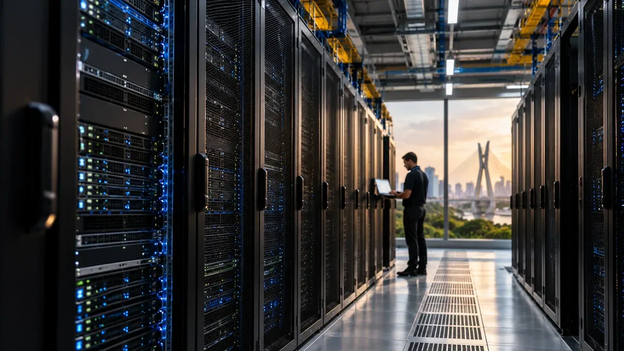 Data center brasileiro com servidores de alta capacidade e infraestrutura de computação voltada para inteligência artificial
