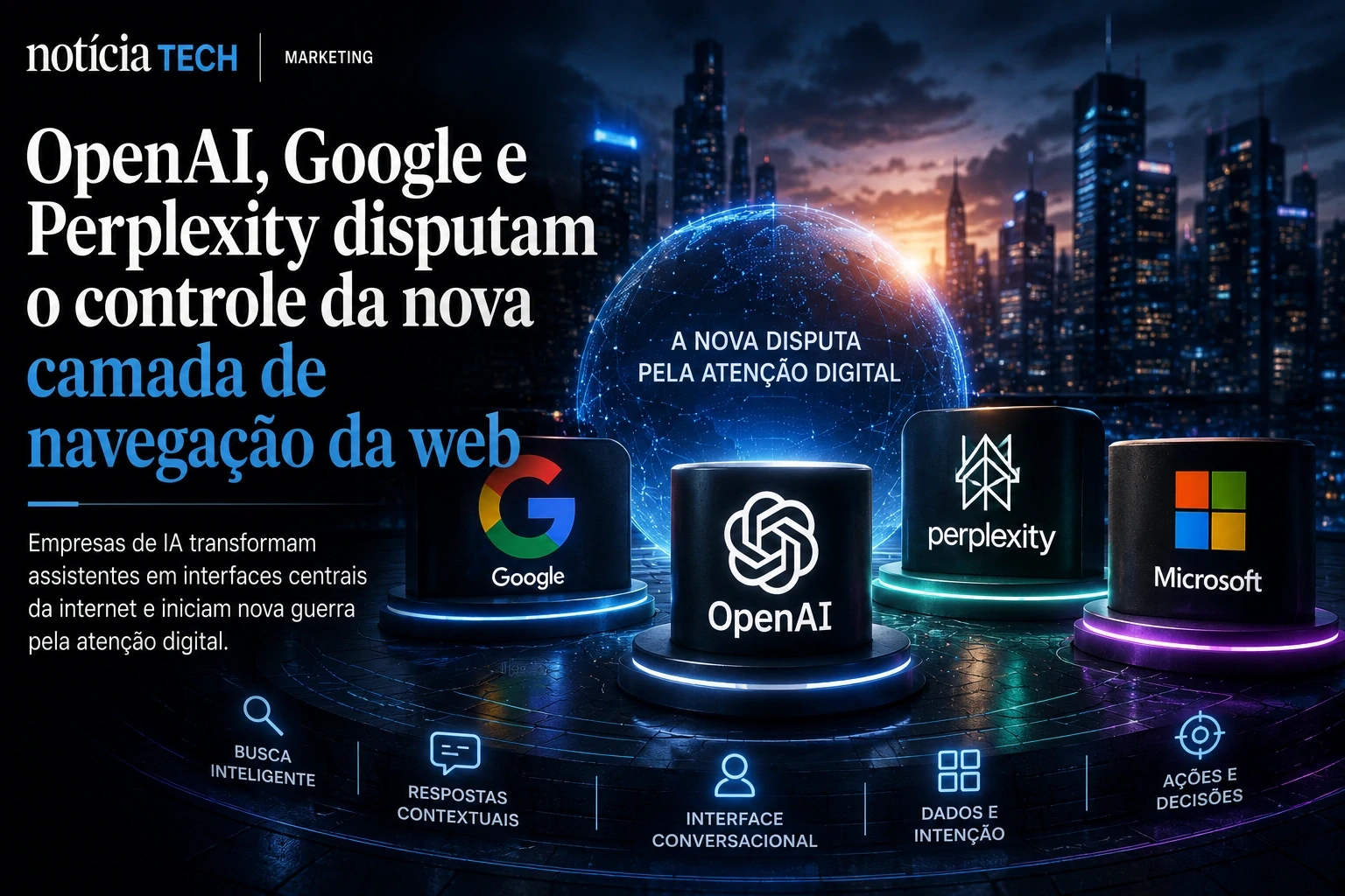 Empresas de IA disputando o futuro da navegação e da descoberta de conteúdo