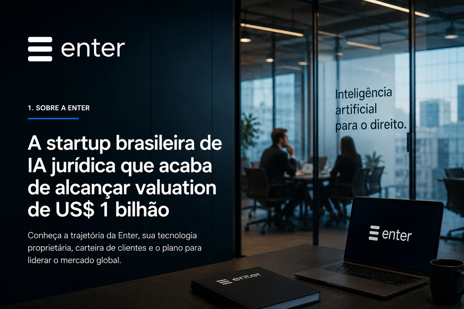 Ambiente corporativo premium com painéis de automação jurídica alimentados por inteligência artificial