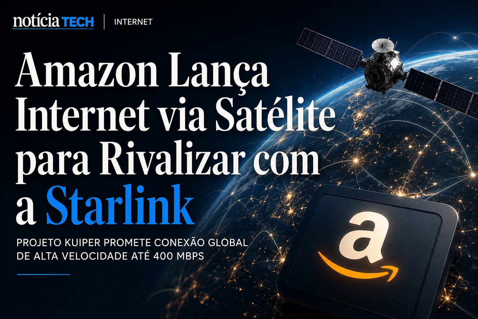 Satélite do Projeto Kuiper da Amazon orbitando a Terra