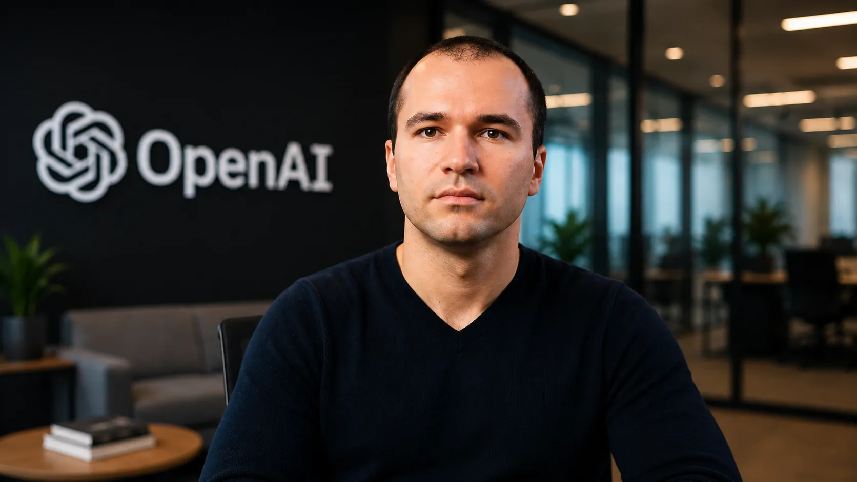 Greg Brockman em ambiente corporativo representando a liderança estratégica da OpenAI