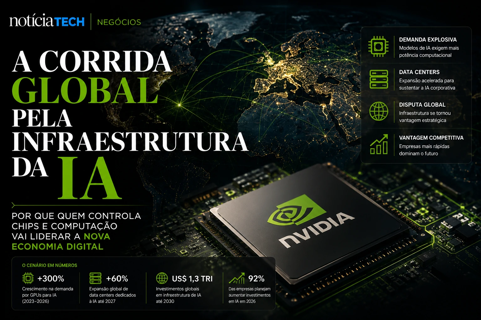 Executivos analisando expansão da infraestrutura global de IA