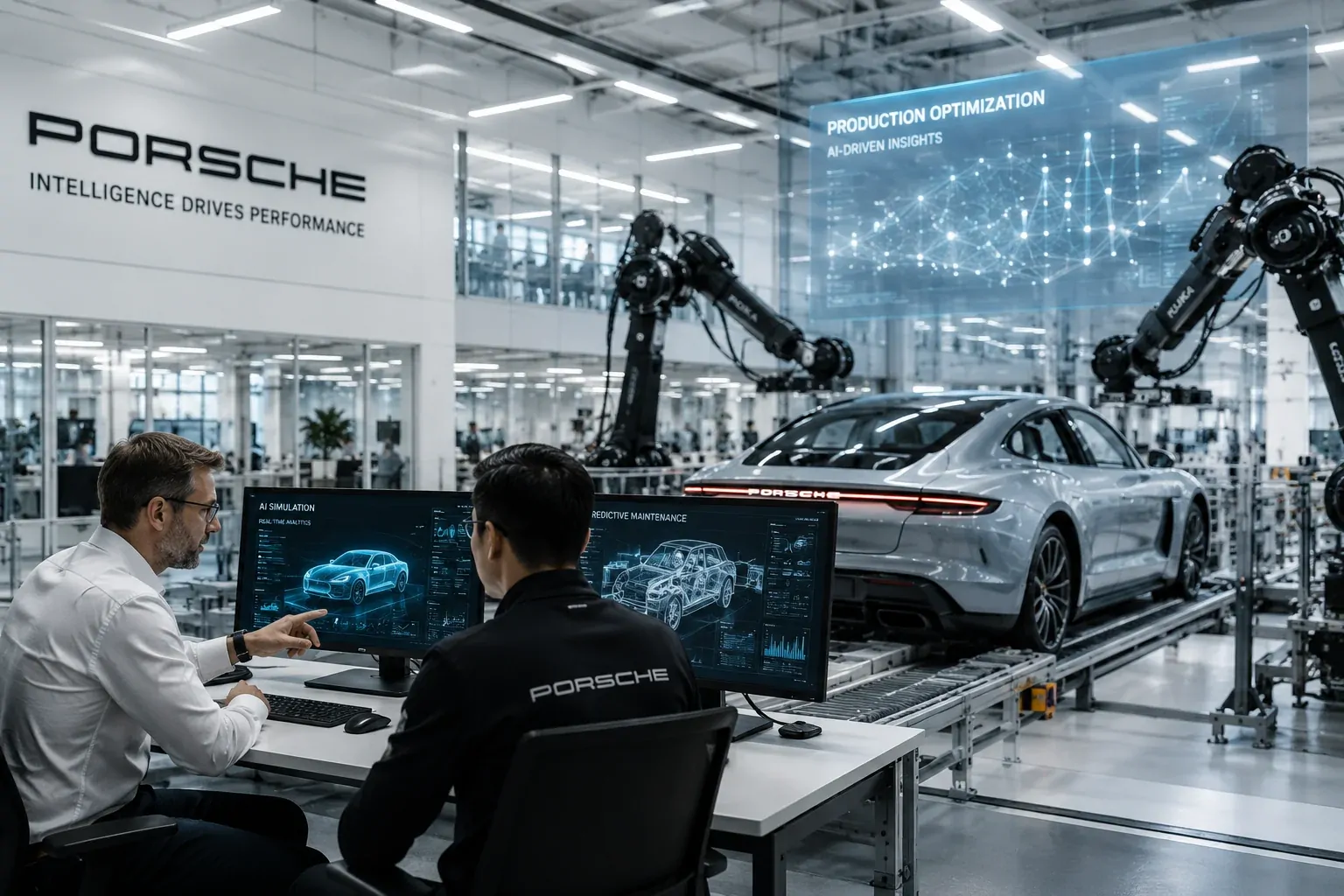Porsche em ambiente industrial com inteligência artificial aplicada à manufatura
