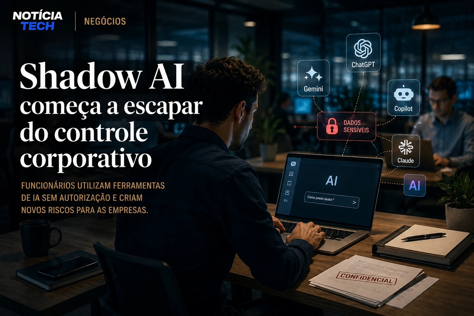 Profissionais utilizando ferramentas de IA sem aprovação formal dentro de ambientes corporativos